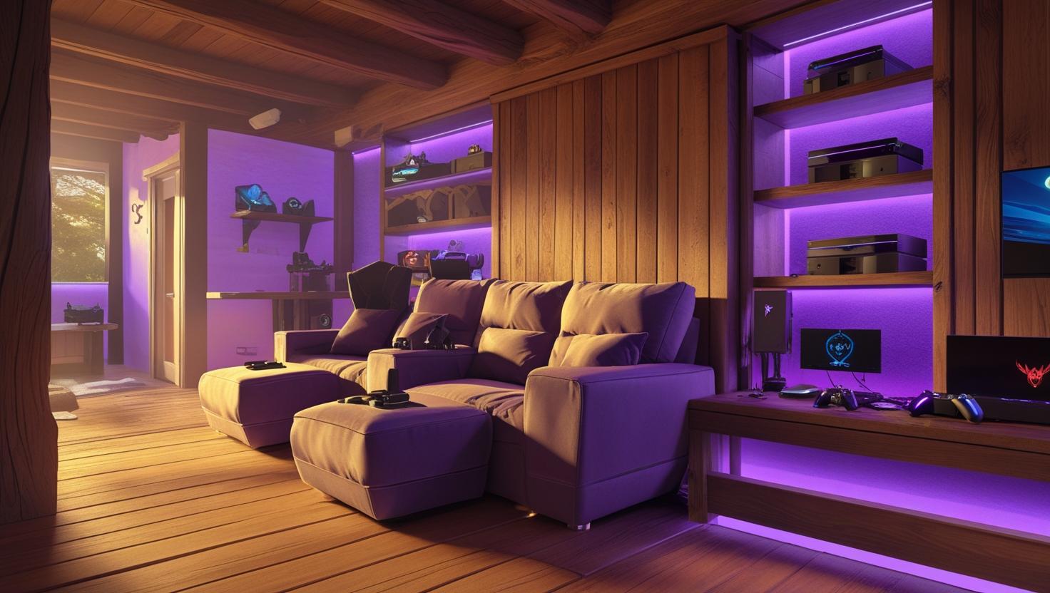 A gaming hub in violet hue